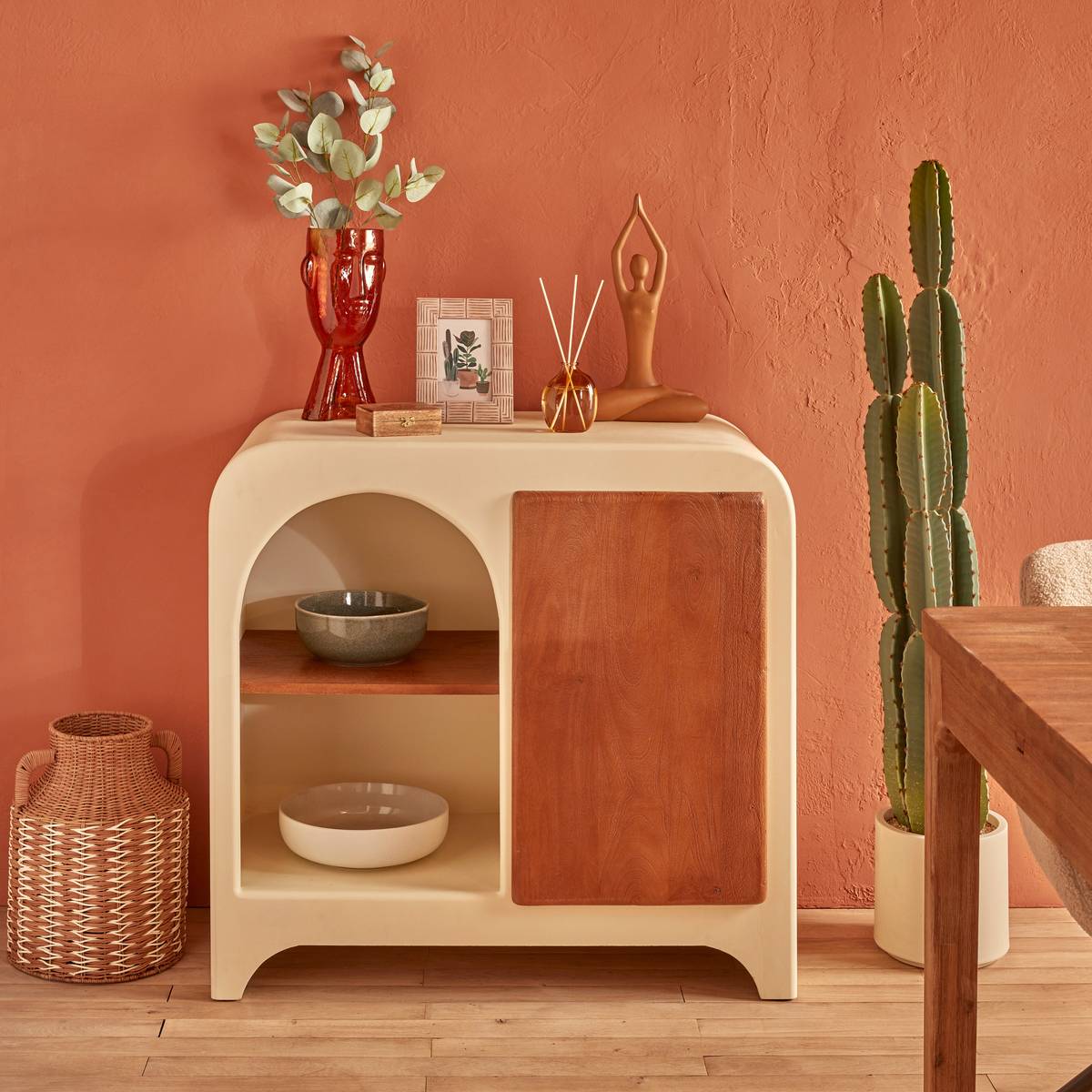 Sideboard 1 door 4 shelves "Sienna" Beige, 85x91 cm