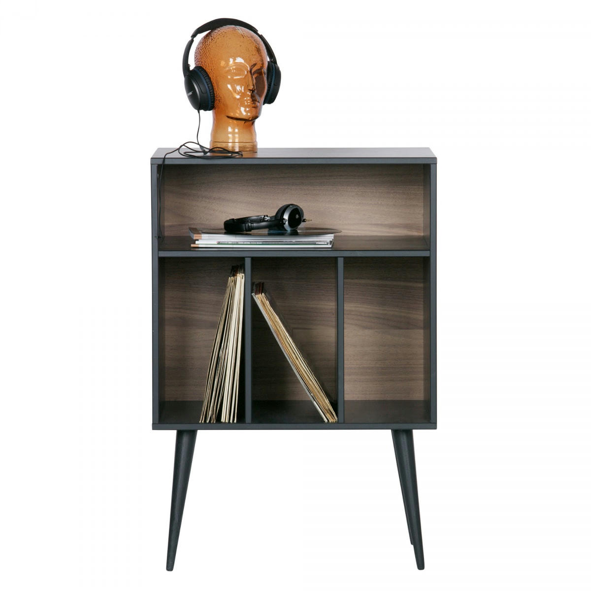 JAMES - Table de chevet en pin noir