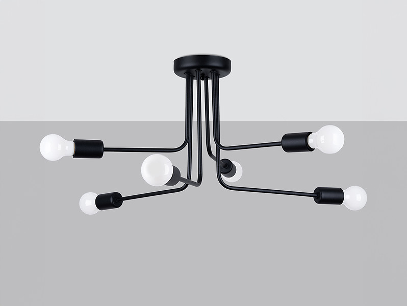 Lampa sufitowa Norah 6-punktowa 33 cm stalowa czarna