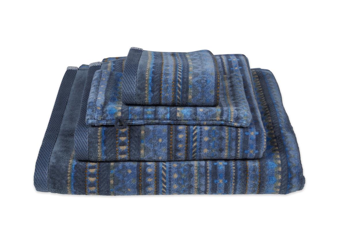 Pip Studio handdoek Geometric Print - 55x100 cm - donker blauw