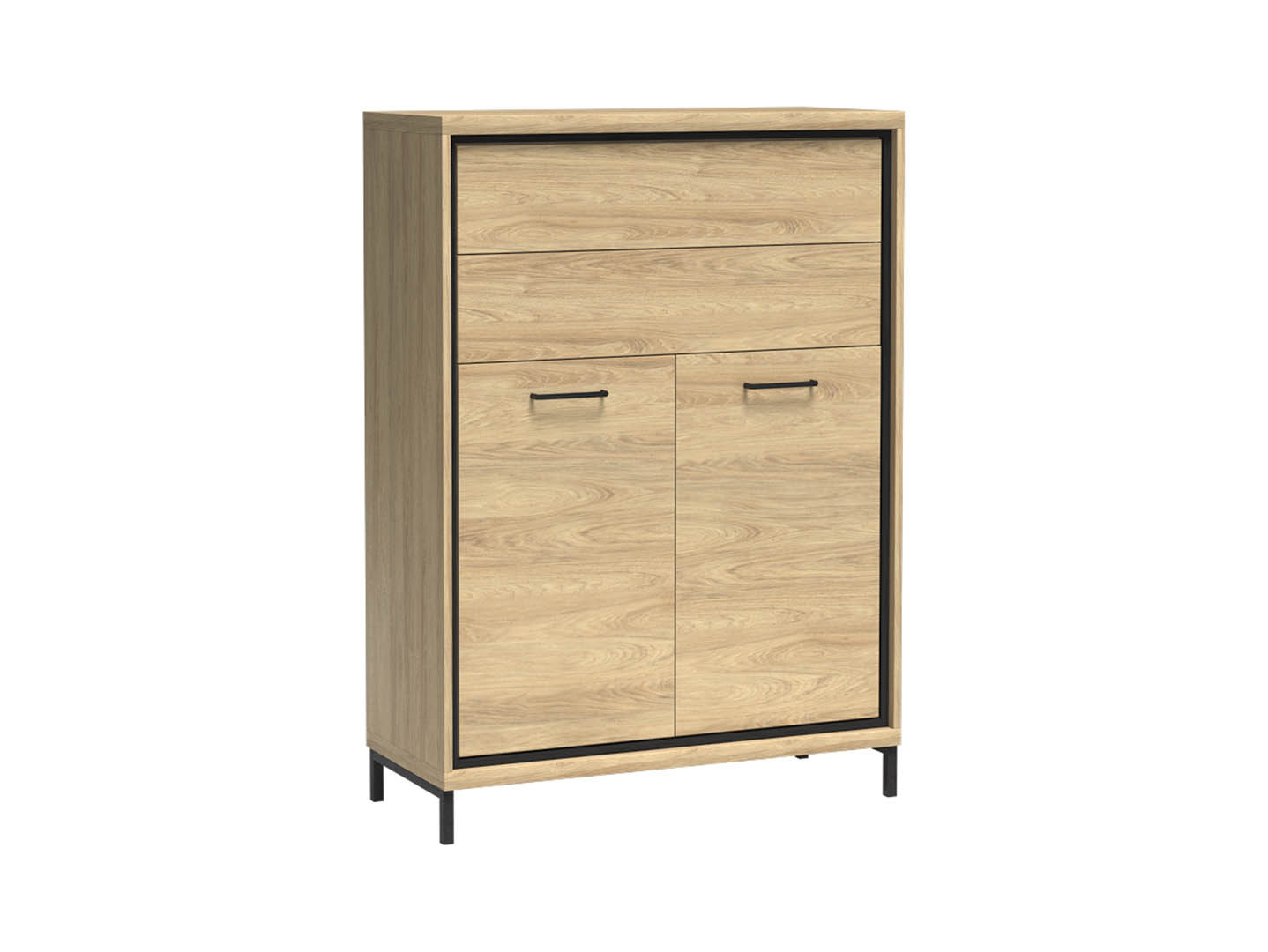 Komoda MILAN 92 cm Hikora 2 Szuflady Szafka Nóżki Metalowe Loftowa