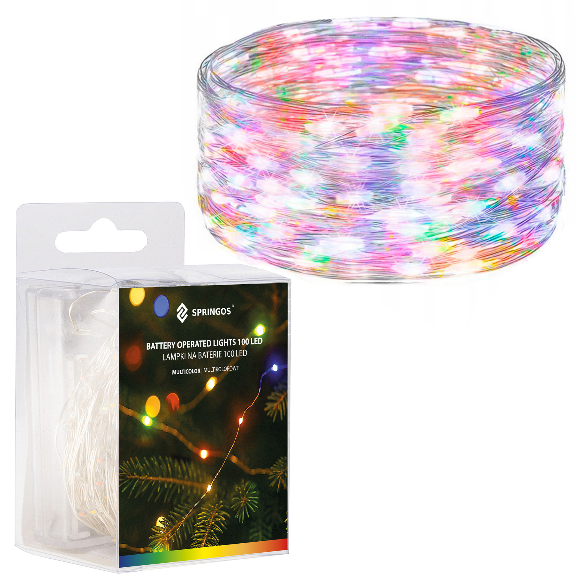 Lampki choinkowe 100 LED druciki mikro na baterie
