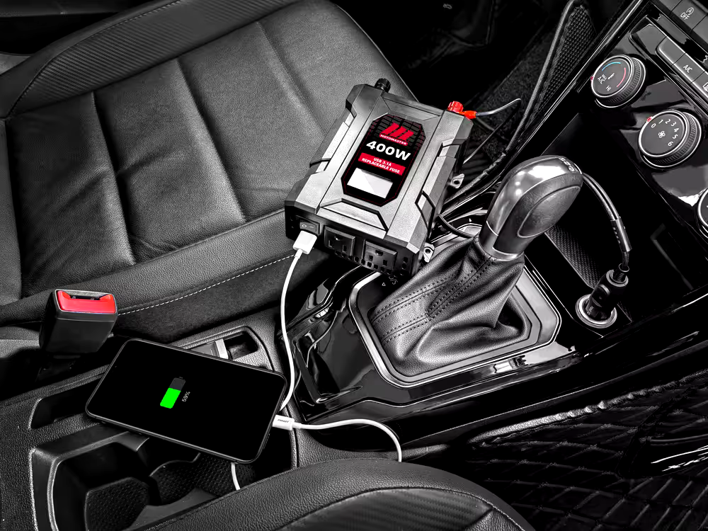 MotoMaster 400W Power Inverter with LCD Screen, Grey