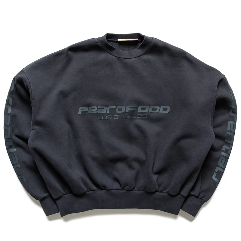 Fear Of God Essentials Los Angeles Heavy Fleece Cropped Sweatshirt - Vintage Black