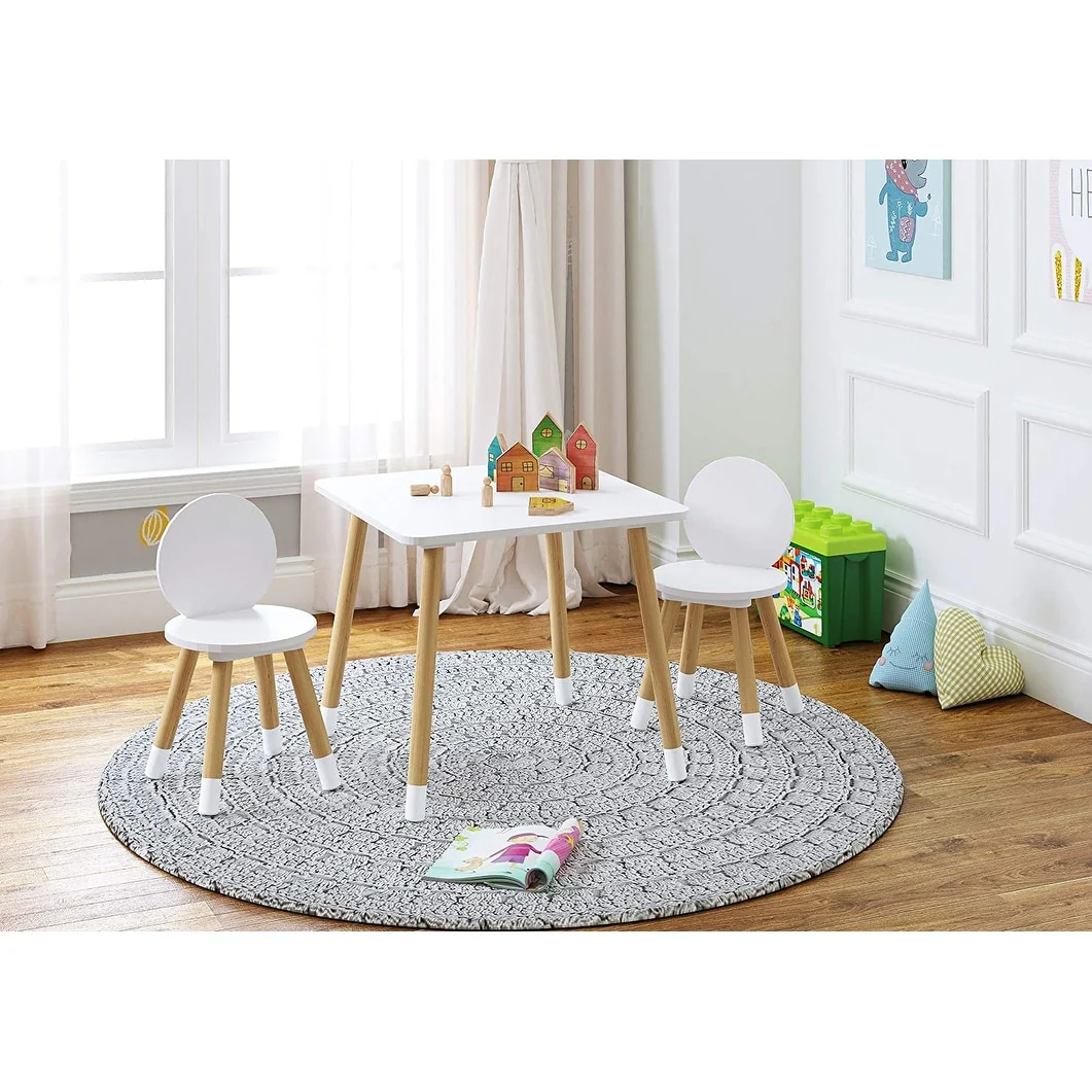 UTEX Kids Table with 2 Chairs Set for toddlers, boys, girls, 3 Piece Kiddy Table and Chairs Set, White