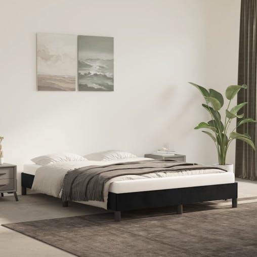 NNEVL Bed Frame Black 107x203 cm King Single Size Velvet