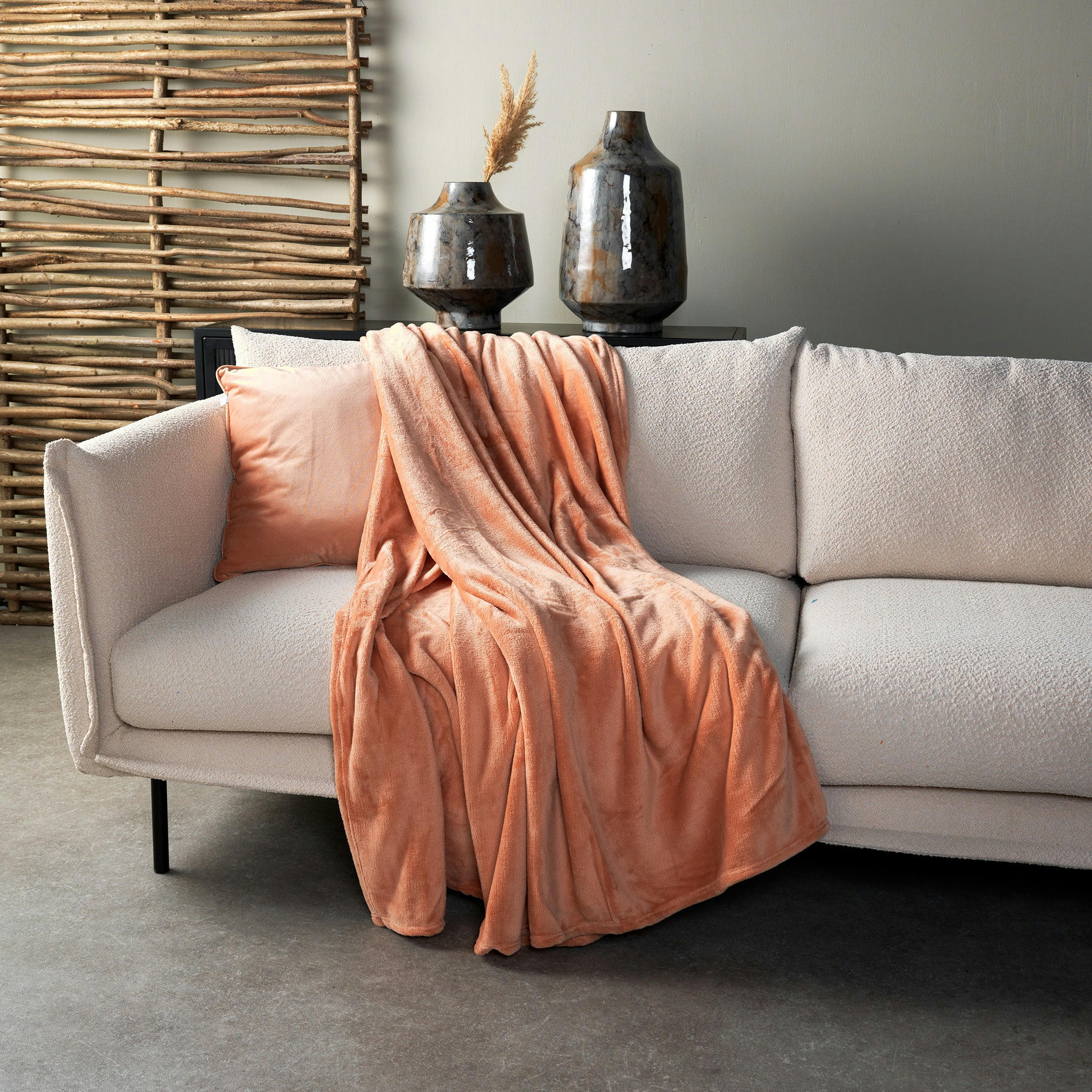 CHARLIE - Plaid rose fleece 200x220 cm uni