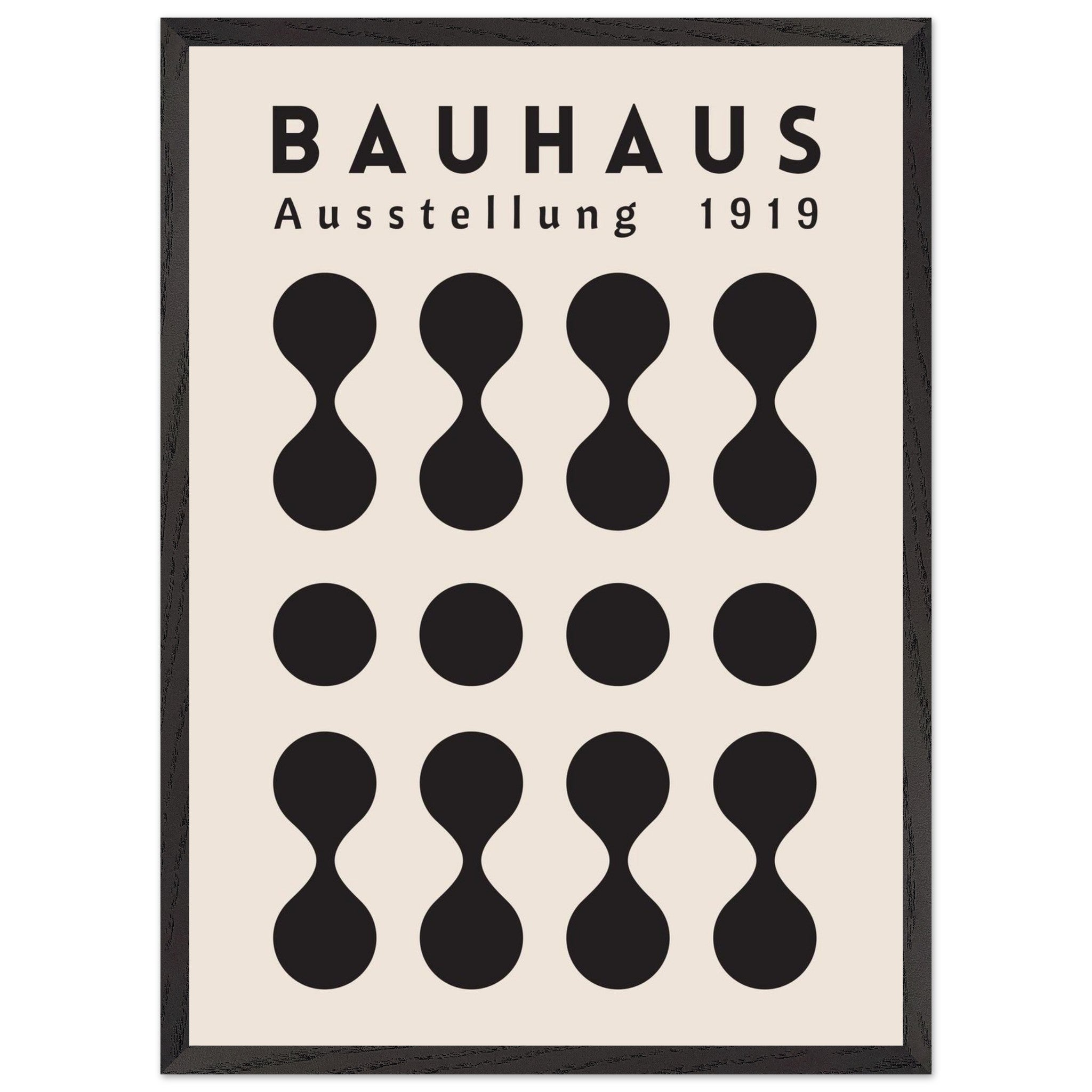 Artfulprints Poster met Lijst Bauhaus - Ausstellung 1919  - 50x70 cm - Zwart / Wit