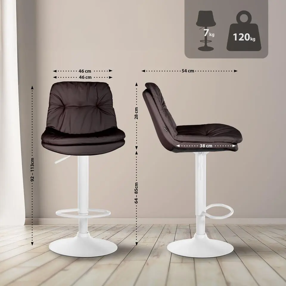 CLP Barkruk Laurel zwart Frame - Kunstleer - bruin