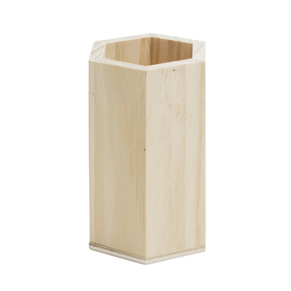 Pot à crayon en bois hexagonal à personnaliser Ø7,5x10cm