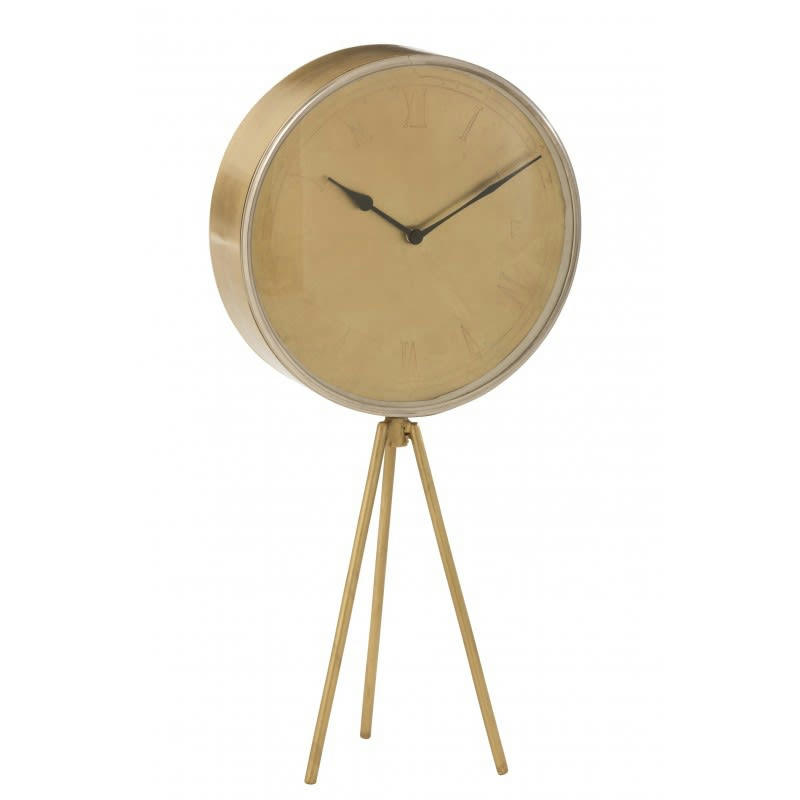 OR - Horloge sur trépied métal or H62cm