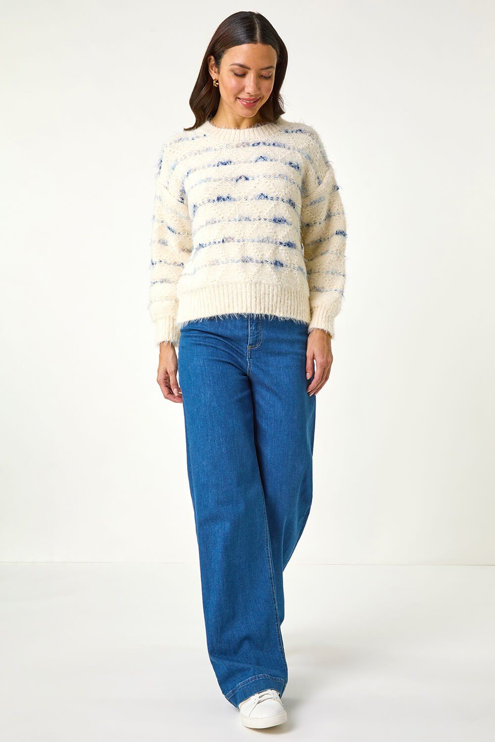 Roman Stripe Fluffy Knit Jumper