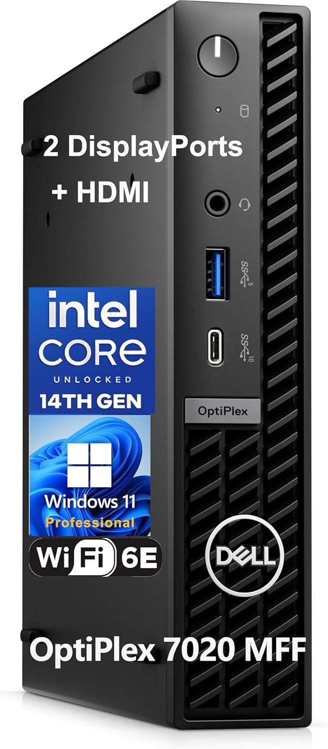 Dell OptiPlex 7020 MFF Mini Business Desktop Computer  7000 Micro Form Factor  14th Gen Intel 14-Core i5-14500T (Beat i7-13700T)  16GB DDR5 RAM  512GB PCIe SSD  WiFi 6E  2 DisplayPorts  HDMI  W11 Pro