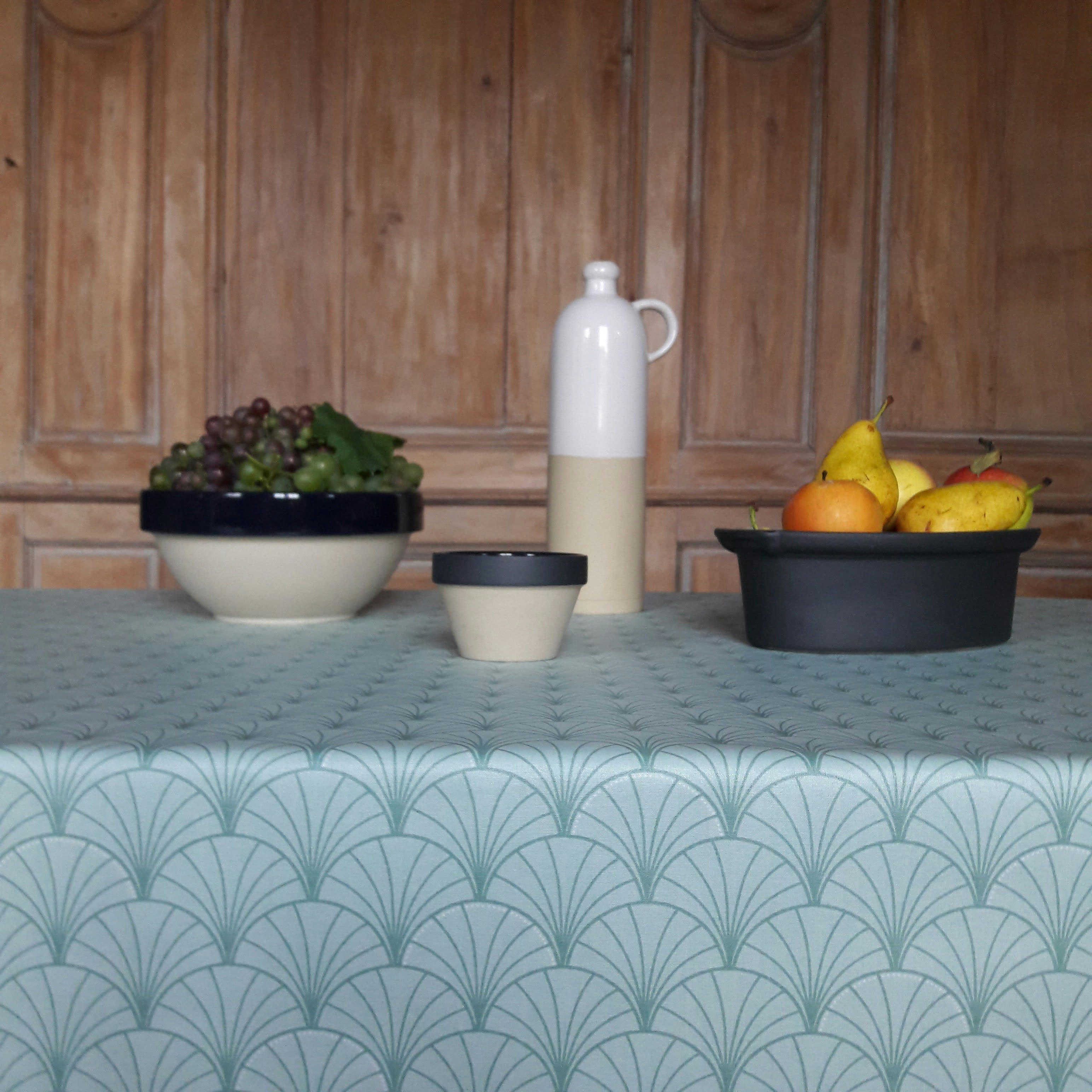 PAPYRUS - Nappe enduite ovale 160 x 200 cm verte