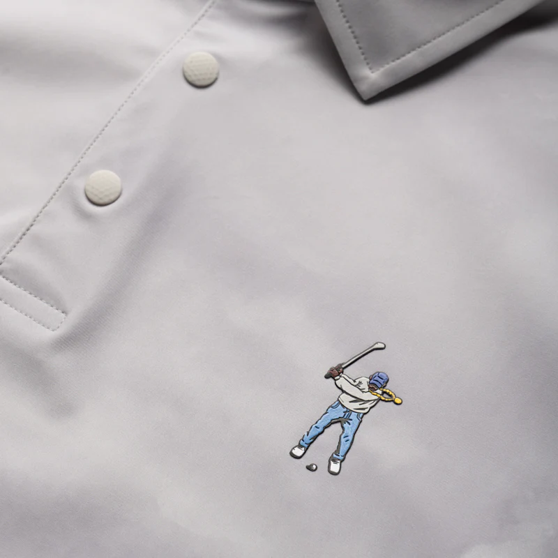 Eastside Golf Canvas Print Snap Placket Polo - Cool Grey Tonal