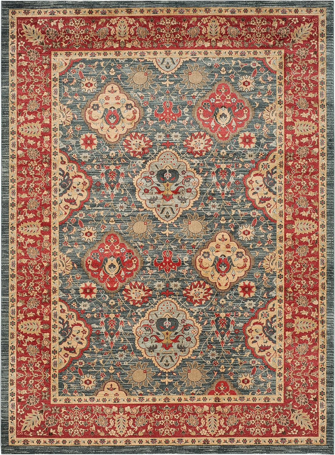 SAFAVIEH Mahal Collection Area Rug - 9' x 12', Navy & Red, Traditional Oriental Design, Non-Shedding & Easy Care, Ideal for High Traffic Areas in Living Room, Bedroom (MAH655C)