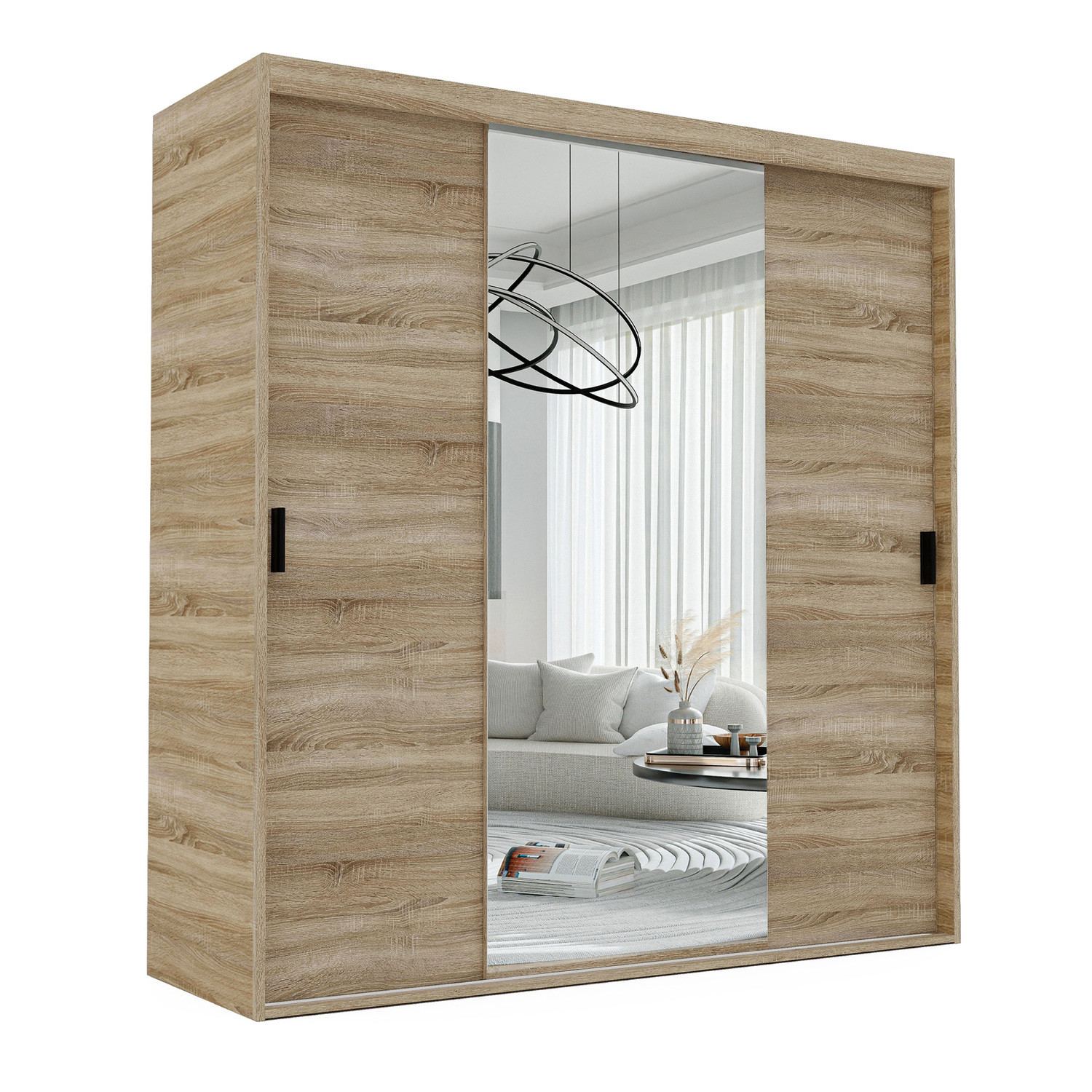 Szafa przesuwna z lustrem STILO 180 cm w kolorze sonoma