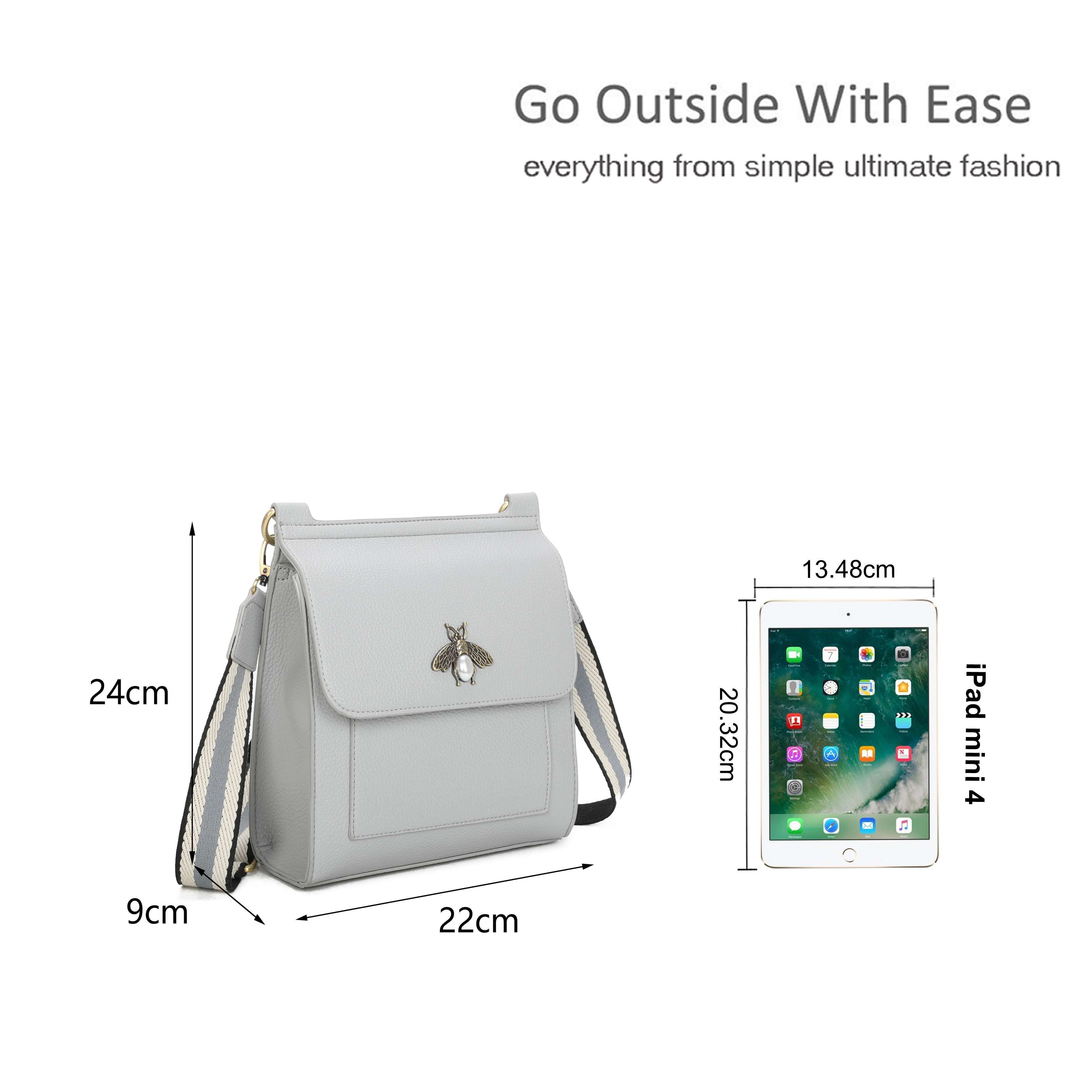 Kitise Flap Over Crossbody Bag with Wide Canvas Strap
