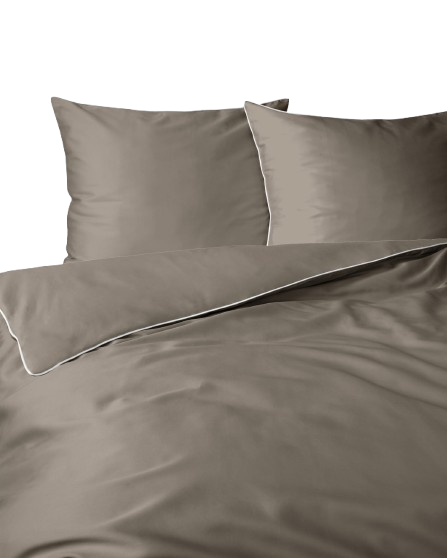 Komplet pościeli z makosatyny z lamówką bizą 160x200 taupe