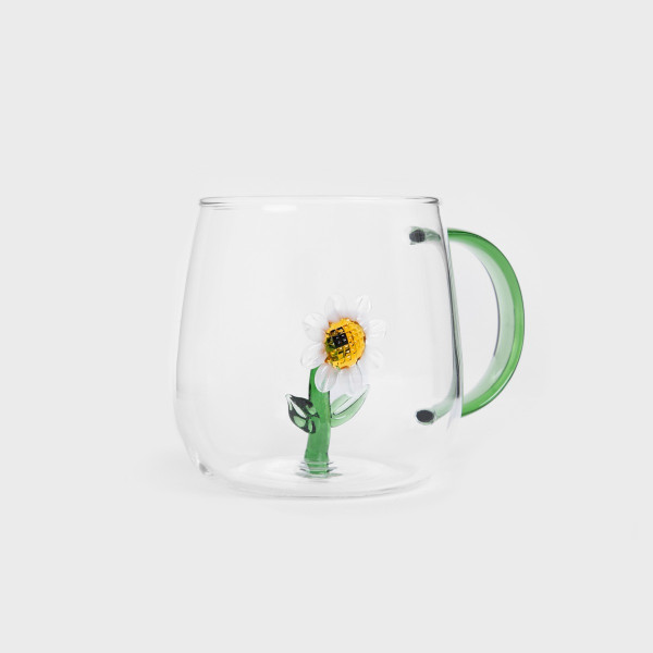 Szklanka ARTEZA ze stokrotką w środku 0,4 l HOMLA