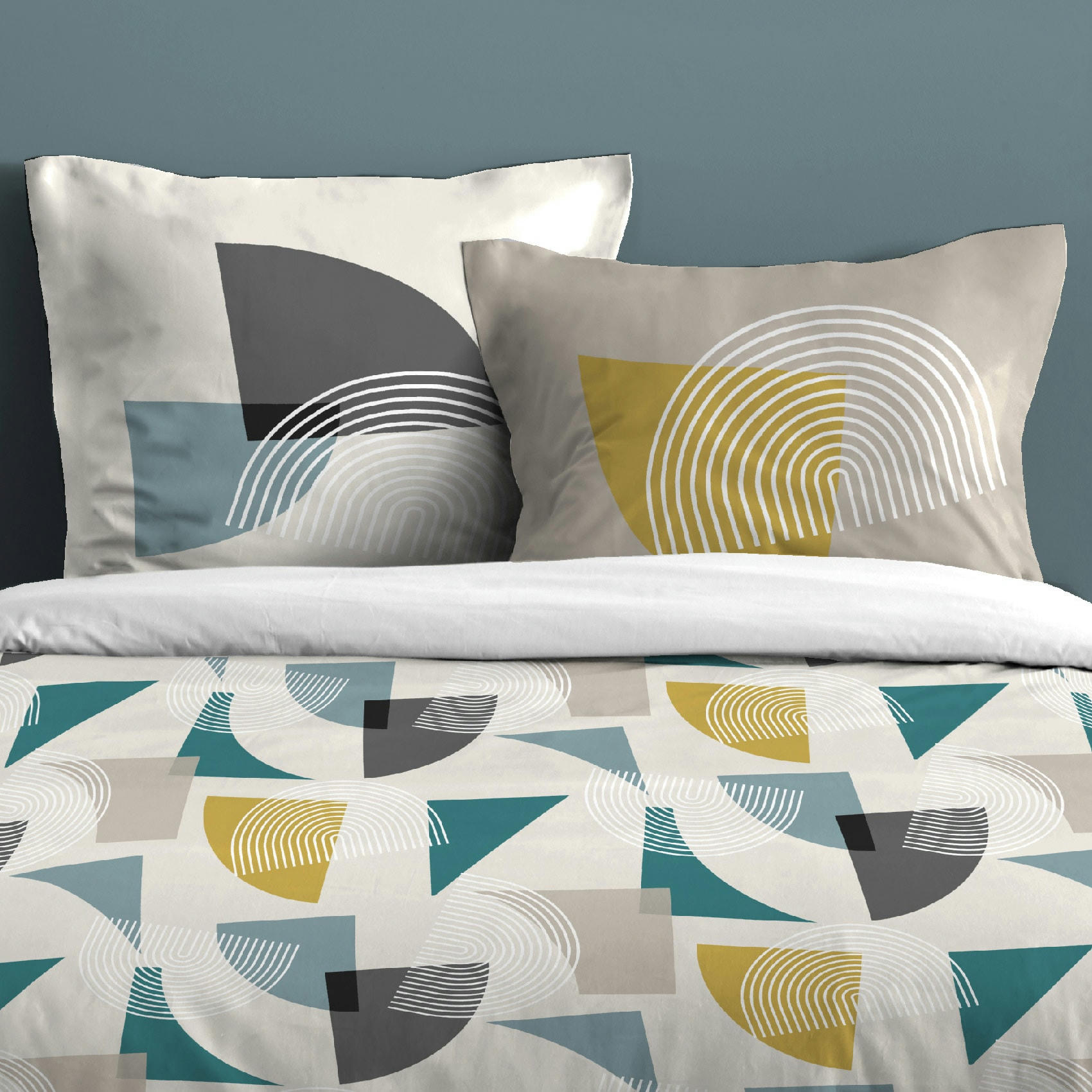 - Parure de lit au style seventies coton multicolore 240x220 cm