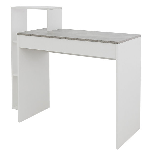 Bureau avec étagères bureau PC blanc avec plateau gris système 2en1 moderne