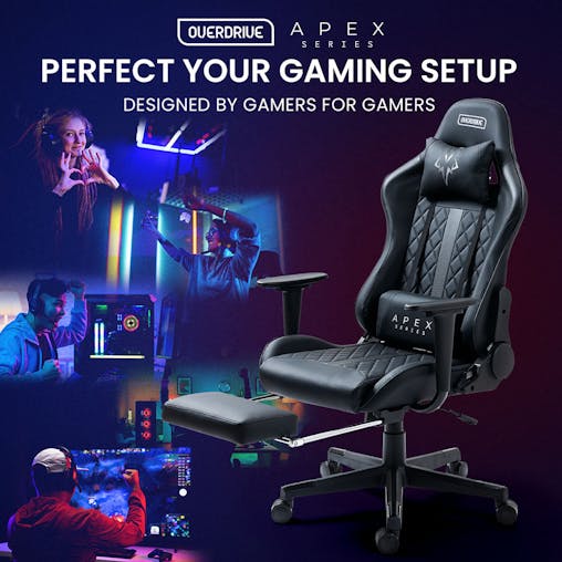 NNEMB Apex Series Reclining Gaming Ergonomic Office Chair with Footrest-Black