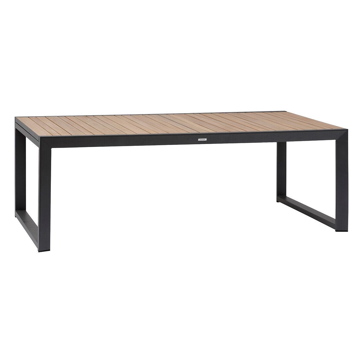Mesa extensível corvo em alumínio e madeira acácia 220-340cm