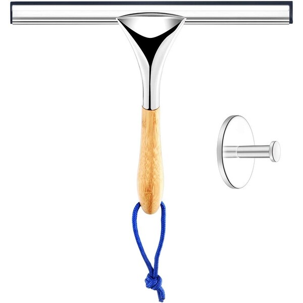 ToiletTree Products All Purpose Bamboo Stainless Steel Squeegee - Rust Proof Deluxe Squeegee with Hanging Hook
