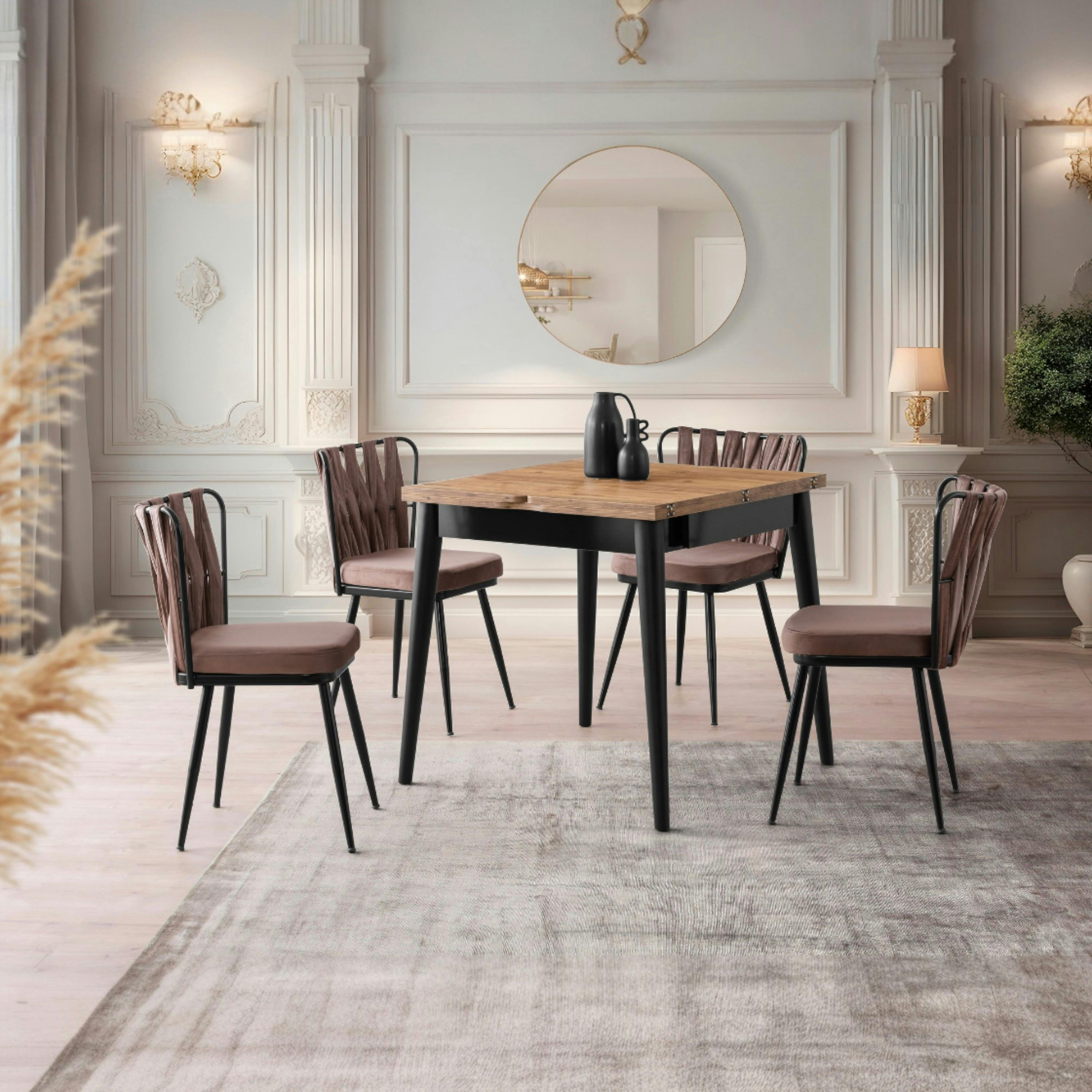 Table de cuisine extensible effet pin 80-160 cm UMEA
