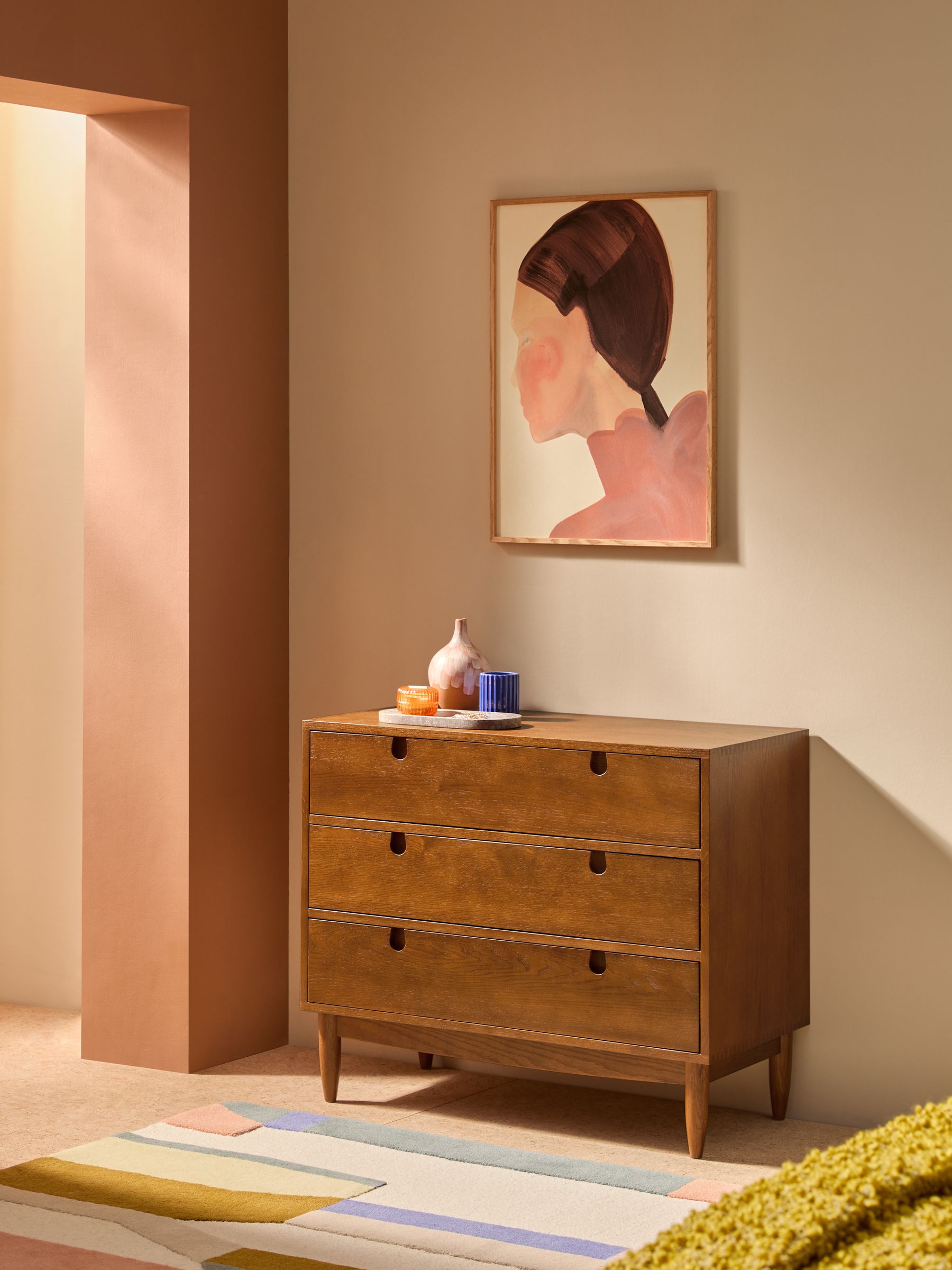 Penn 3 Drawer Chest in Dark Stain Oak
