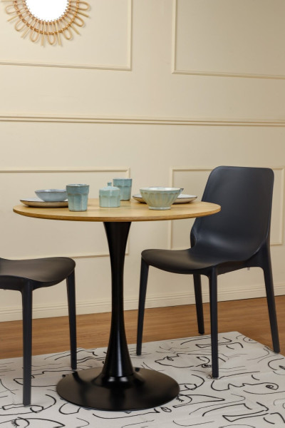 STÓŁ OKRĄGŁY Simplet Skinny dąb/czarny 80cm Z MDF W OKLEINIE