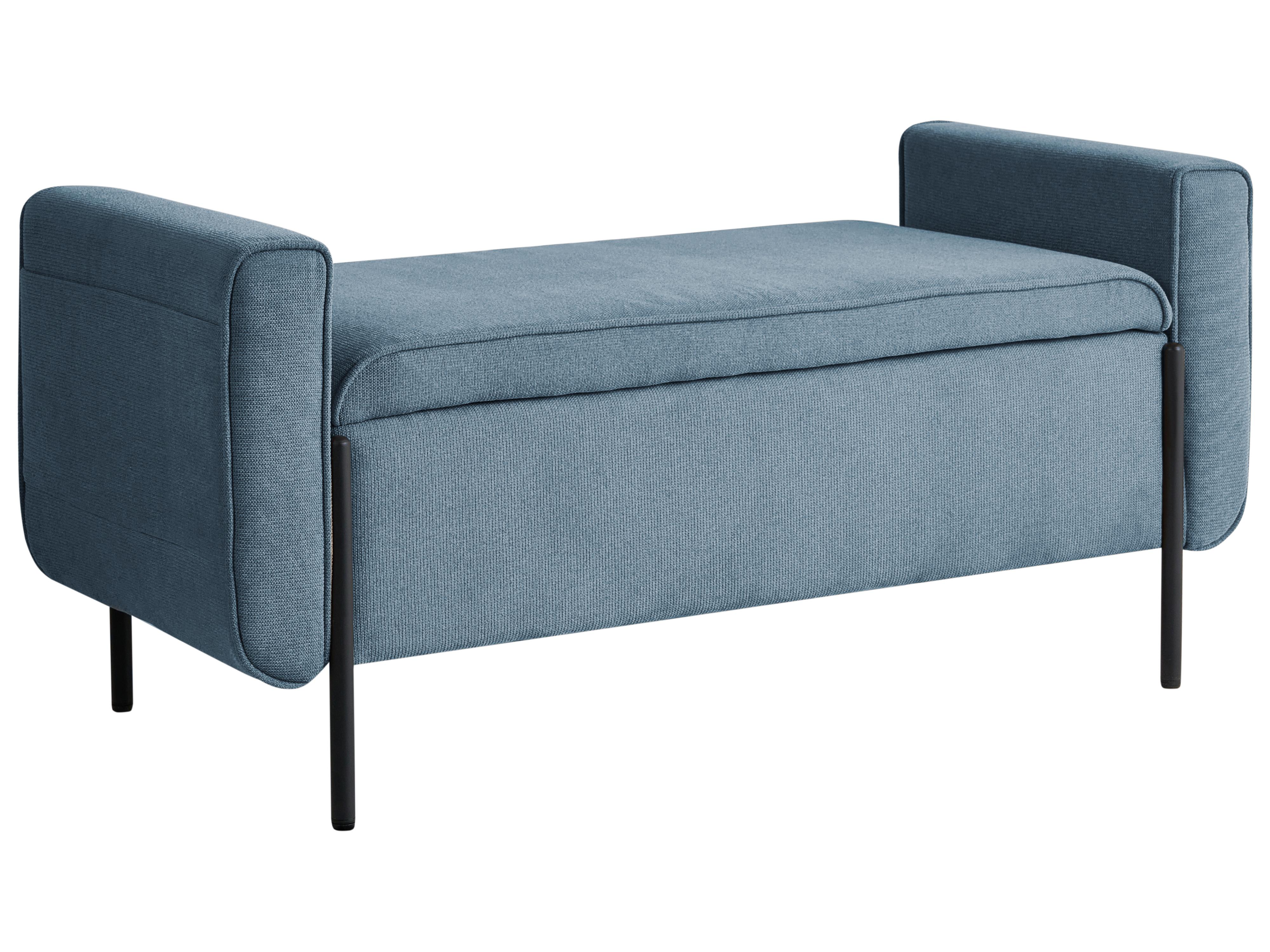 Upholstered Storage Bench LEWES Fabric Blue