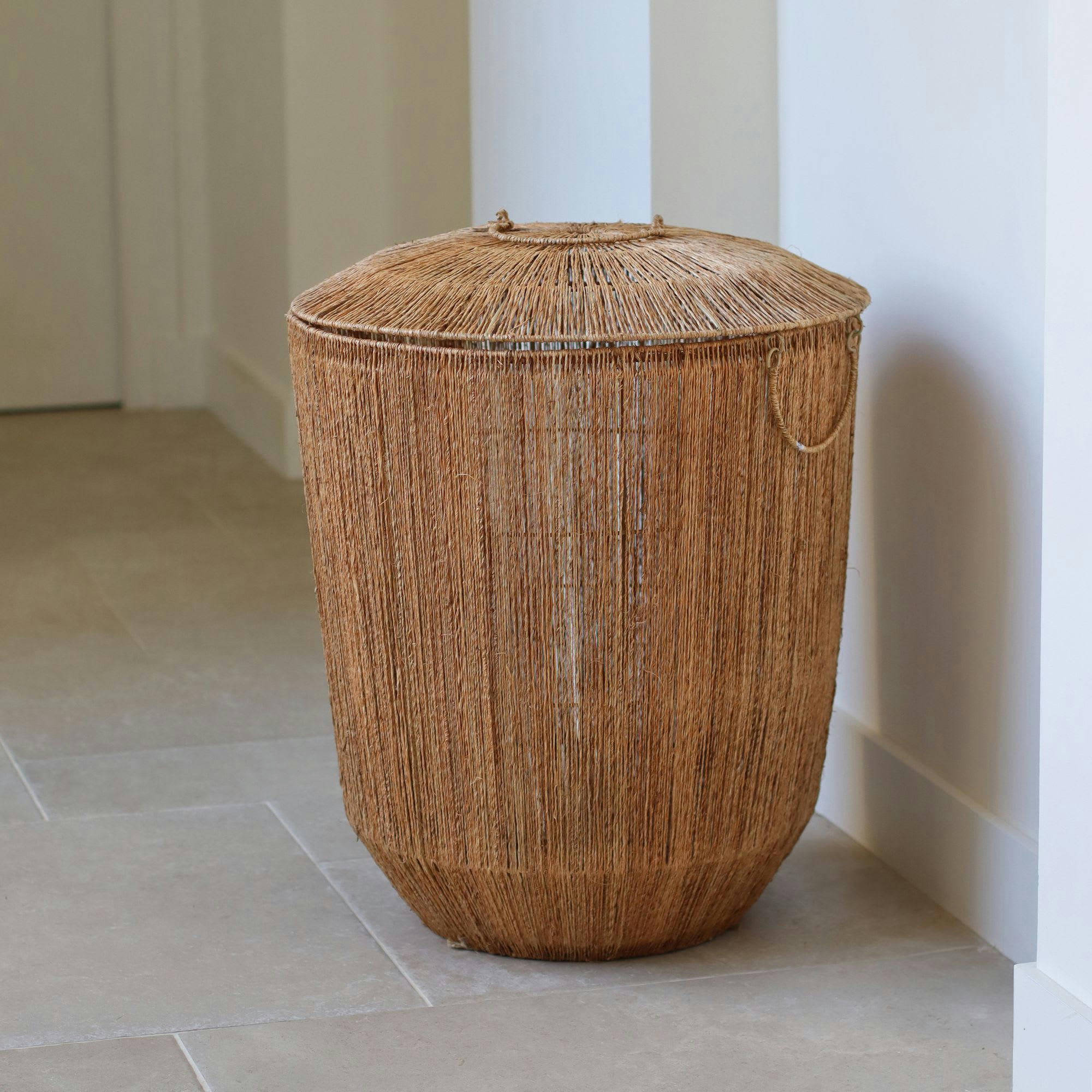 SIBU - Panier en jute avec couvercle et poignées Ø45cm