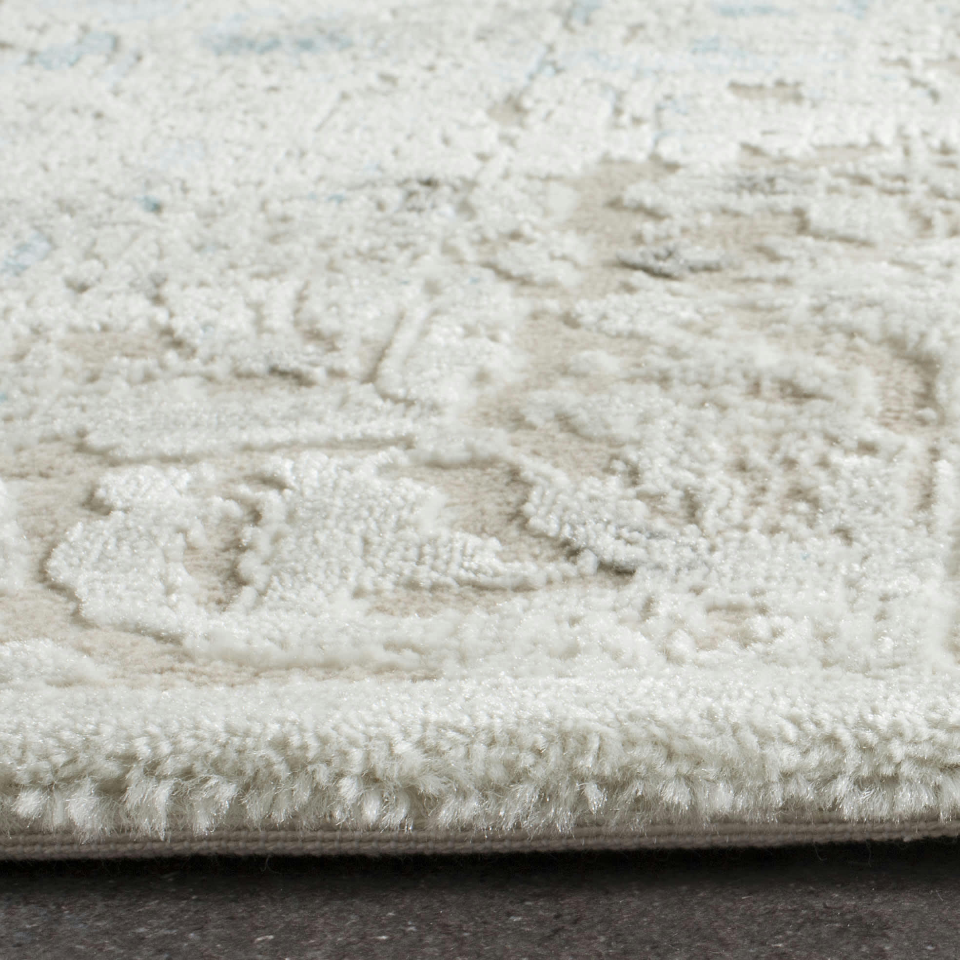 PASSION - Tapis de salon interieur en turquoise & ivory, 66 x 244 cm