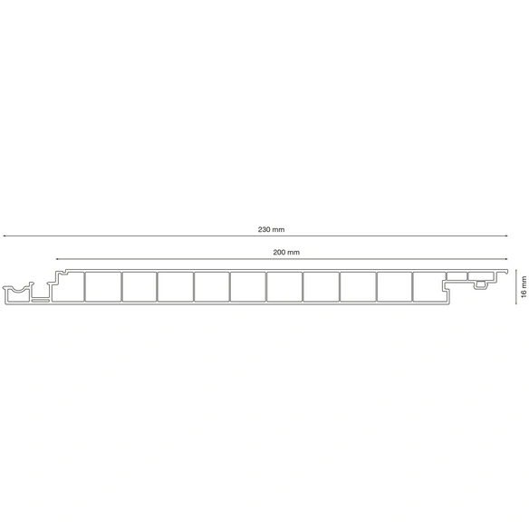 Paneel, Breite: 200 mm, transparent, Polycarbonat (PC)