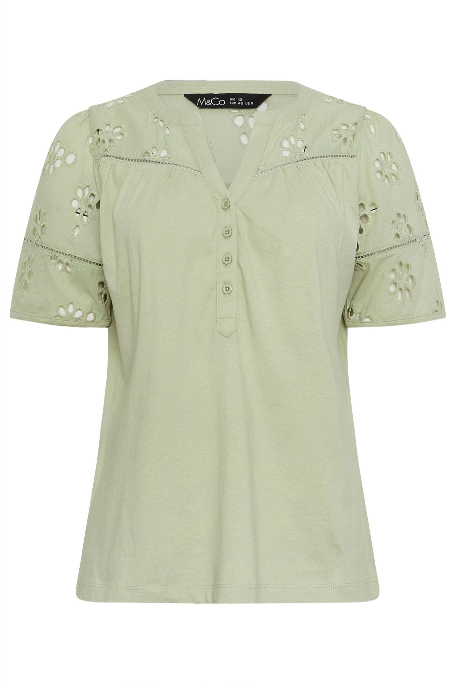 M&Co Broderie Cotton T-Shirt