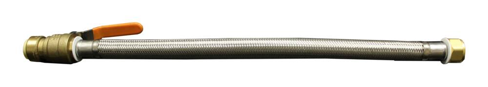 Waterline Push N’ Connect Water Heater Connector with Ball Valve 18 x 3/4 FIP x 1/2-in