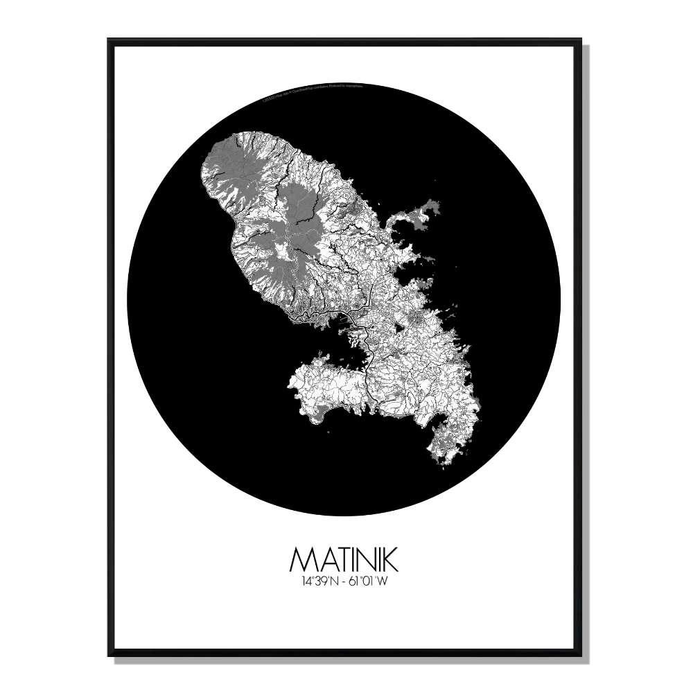 - Affiche Martinique Carte ronde 40x50