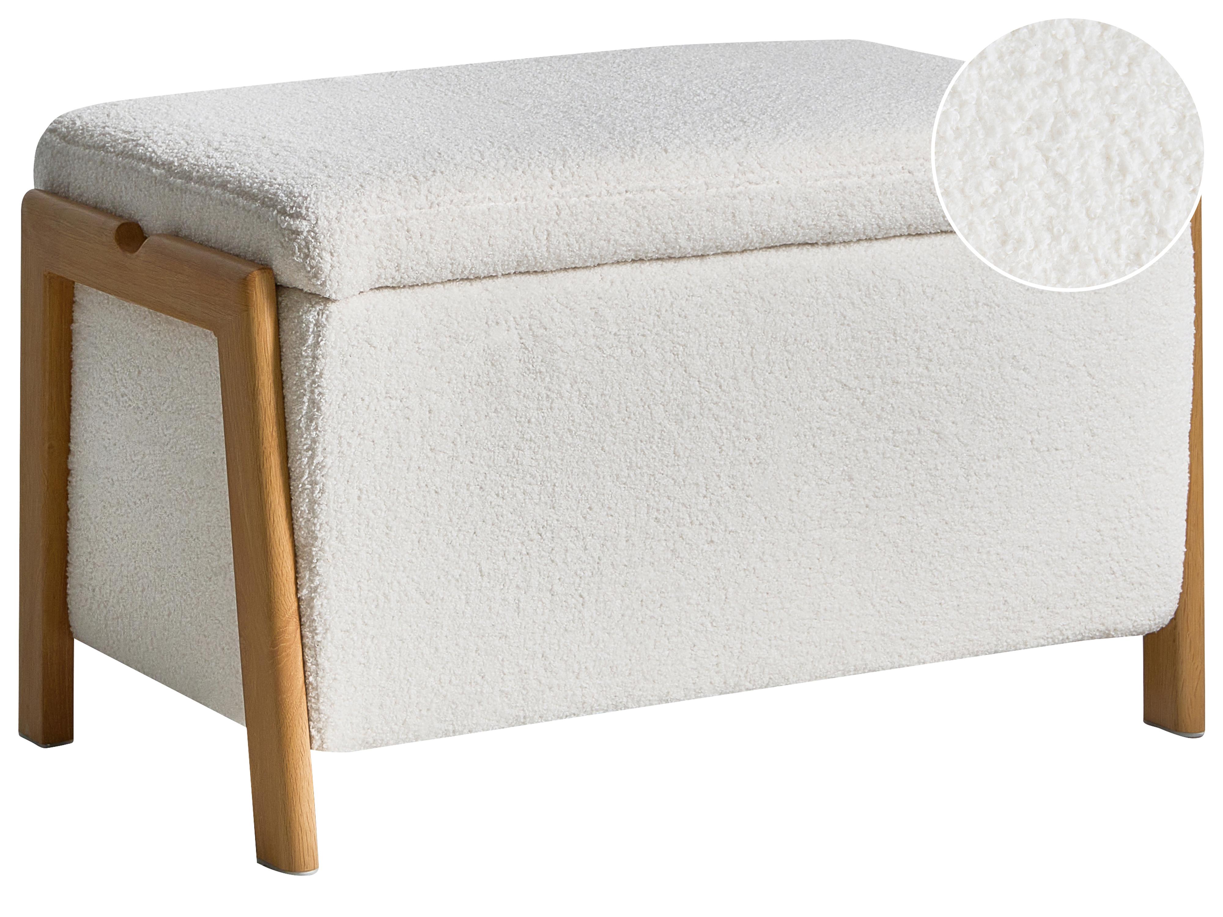 Upholstered Storage Bench EDLAND Boucle White