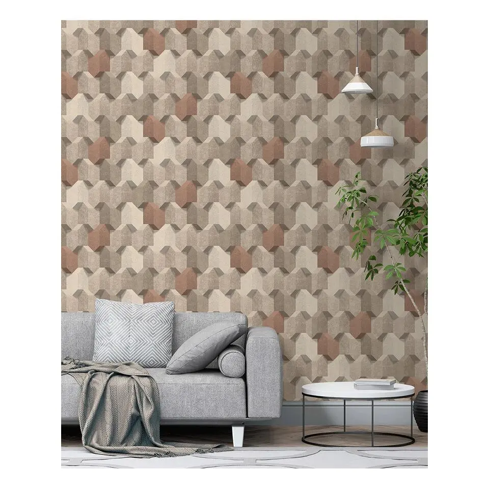 Dutch Wallcoverings - Reflets 3D dessin beige/bruin - 0,53x10,05m