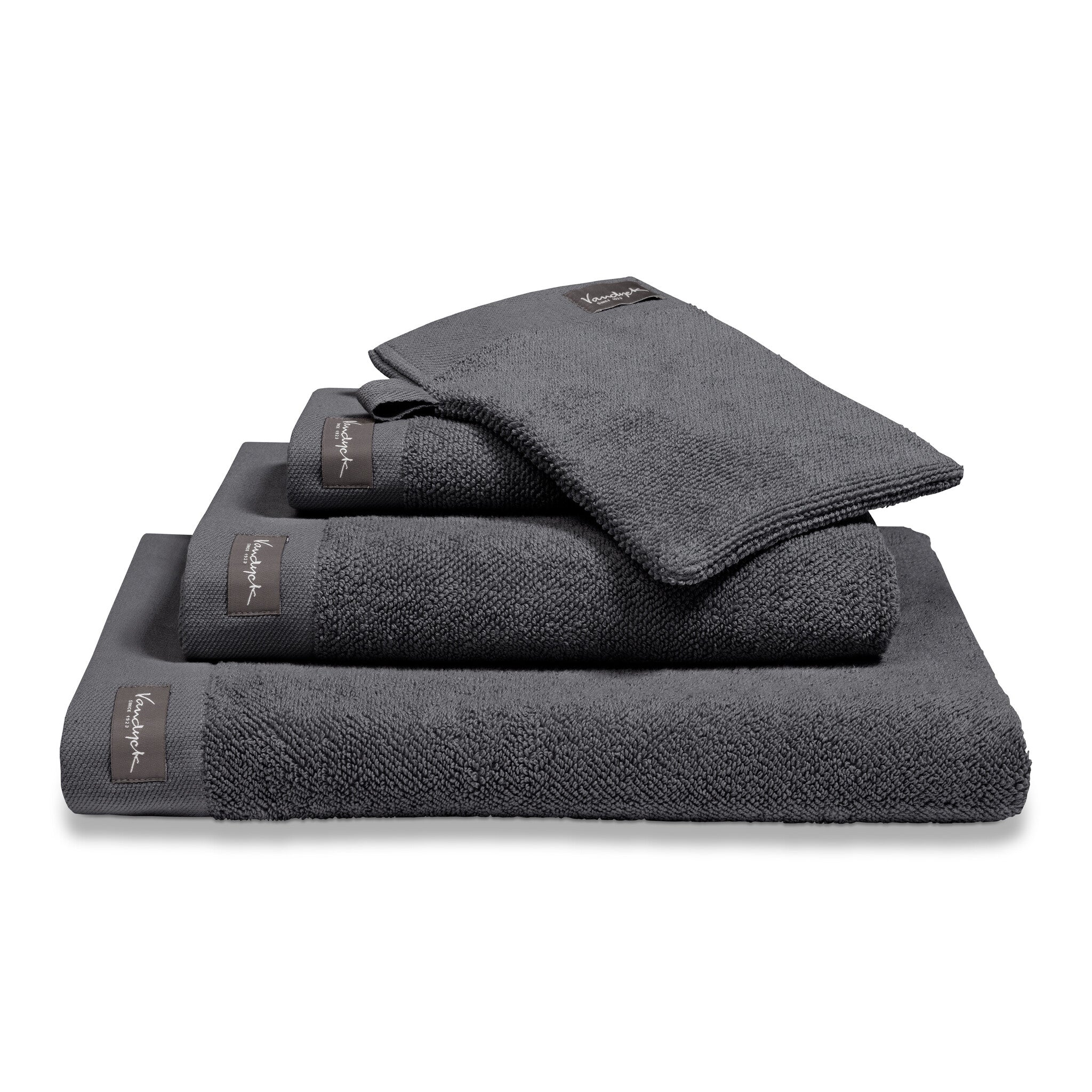 Washand Home Uni Off Black   Zwart   Grijs   Katoen