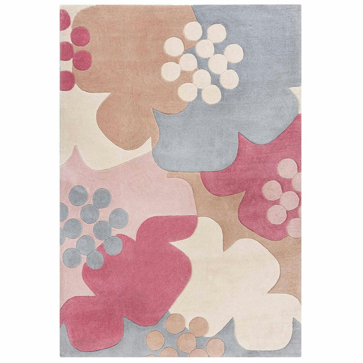 FLORAL - Tapis de salon en Polyester Rose 160x230 cm
