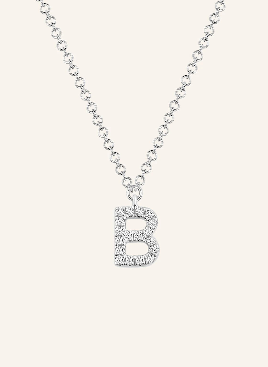 Leaf INITIALIEN Halskette „B“ aus 14 Karat Weißgold mit Diamanten