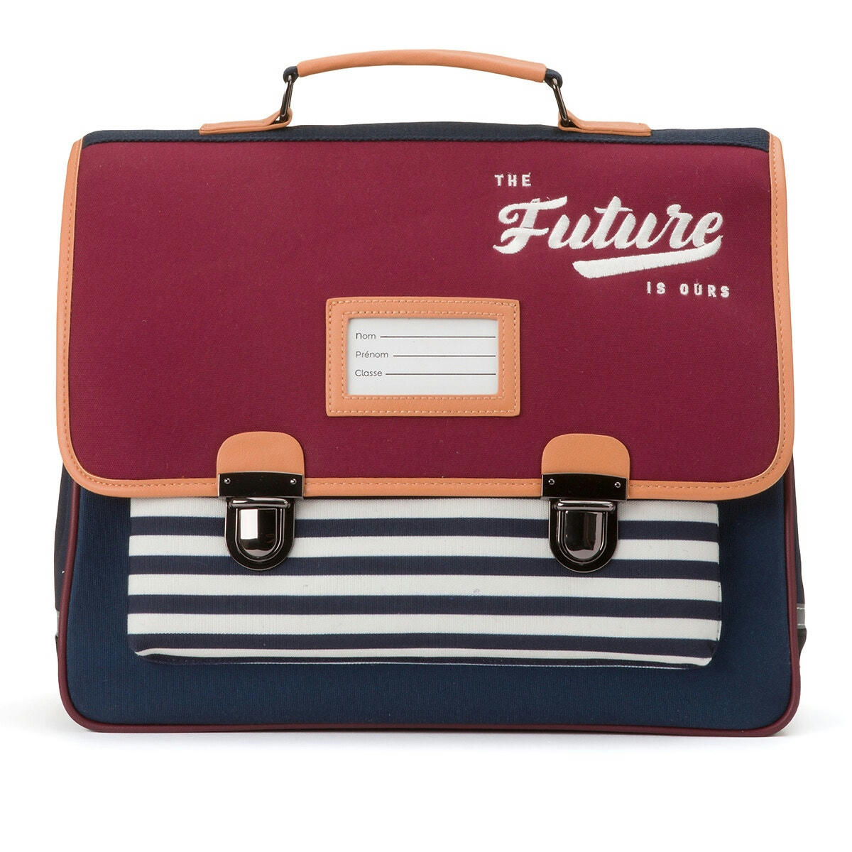 Cartable bicolore à rayures