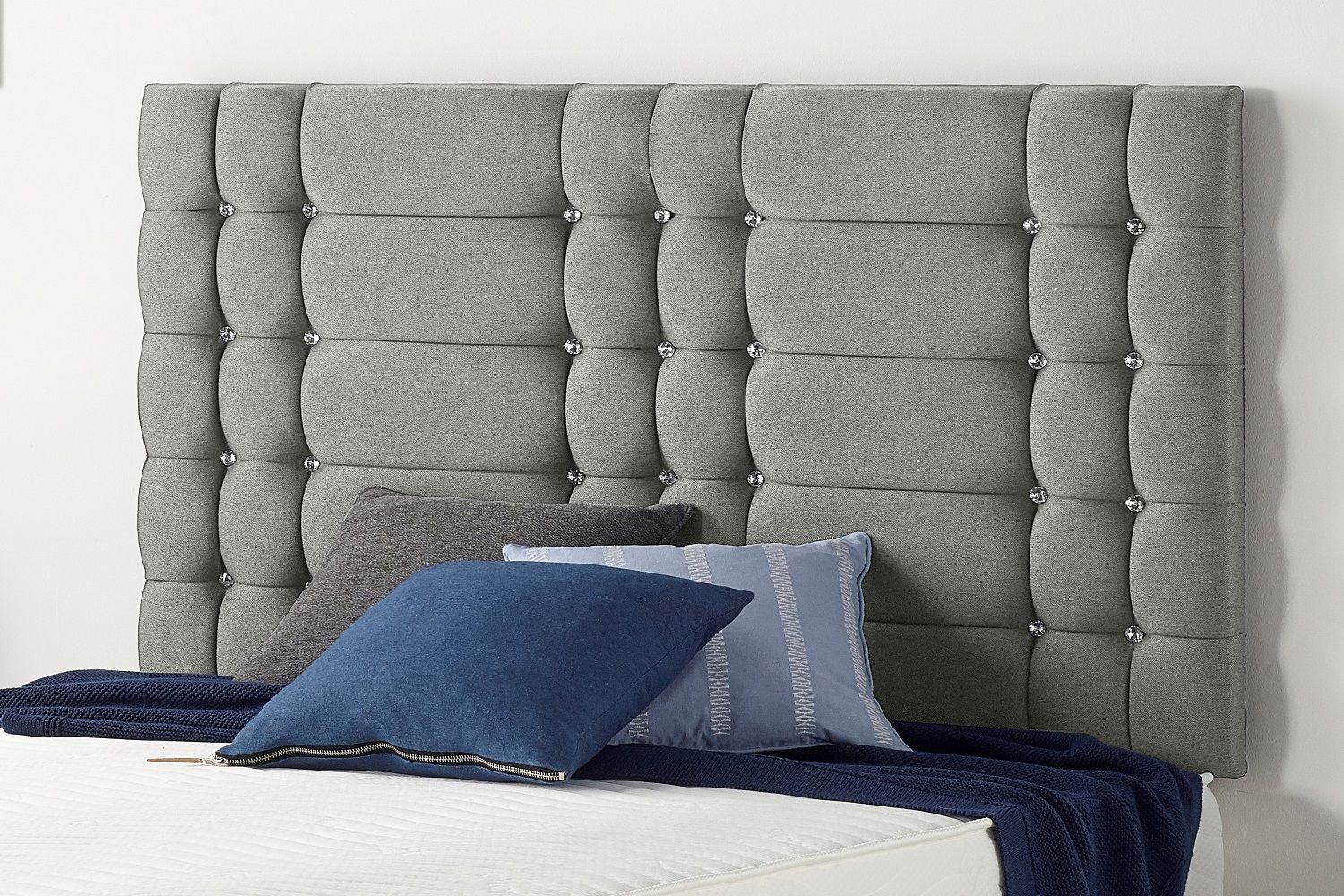 Somnior Bliss Divan Bed Base With 2 Drawers and Upholstered Headboard Tweed Fabric