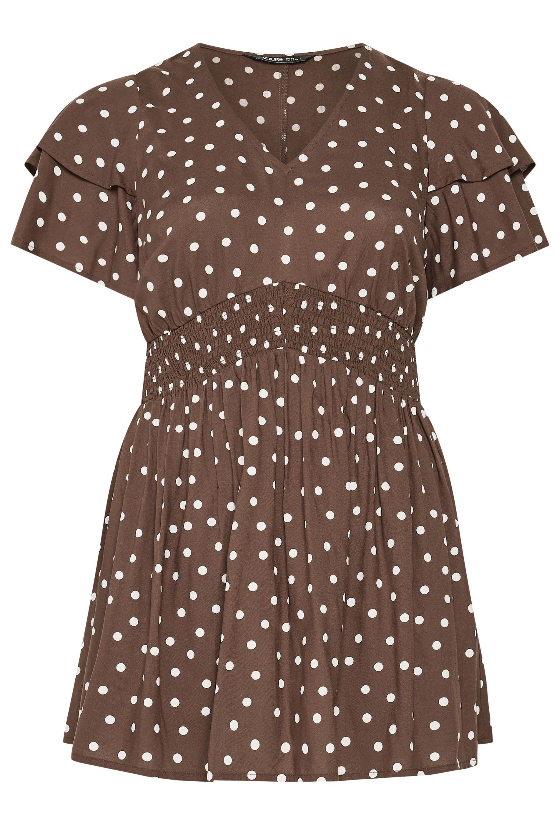 Yours Polka Dot Flutter Sleeve Top