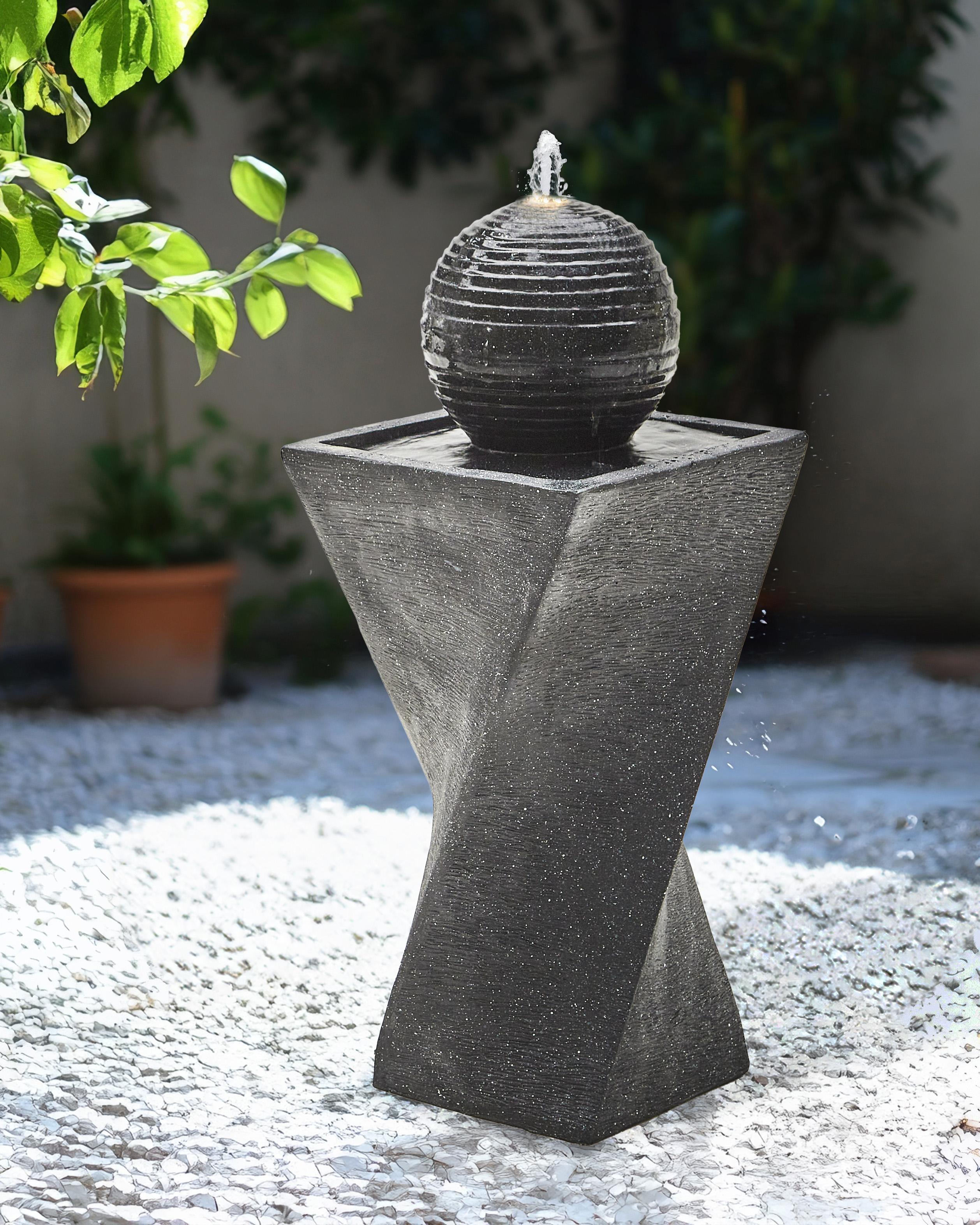 Garden Water Feature LED ACQUACHETA Graphite Grey