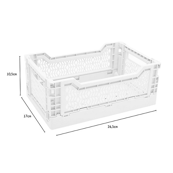 Lot 10 caisses de rangement pliables blanc 26,5 x 17 x 10,5 cm