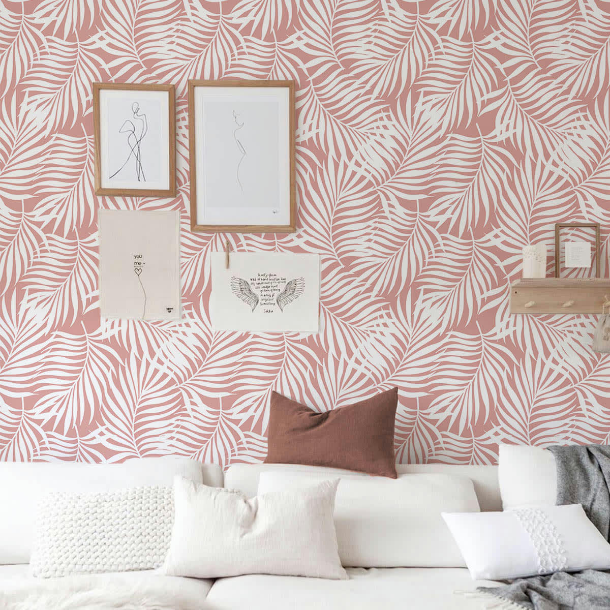 TROPICALEAVES - Papier peint vinyle adhésif tropicale rose vif 50x300 cm
